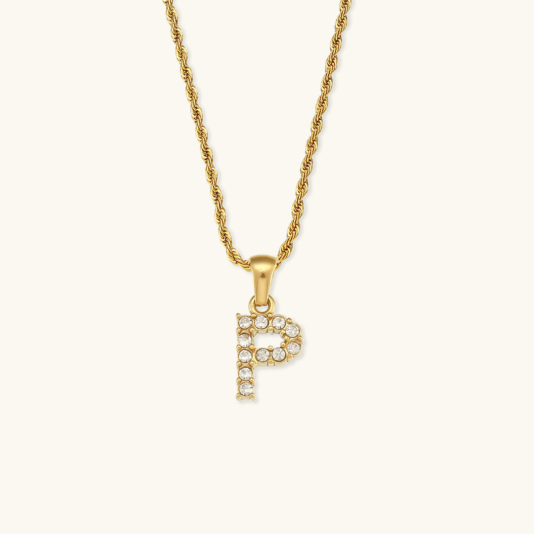 Collier initiale en pierres serties pour femmes