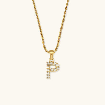 Collier initiale en pierres serties pour femmes