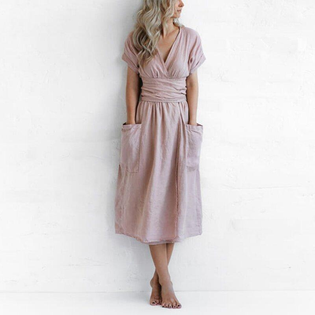 Robe Midi Portefeuille Avec Taille Ajustable Pour Femme | Idéale Pour Les Sorties Décontractées Et Occasions
