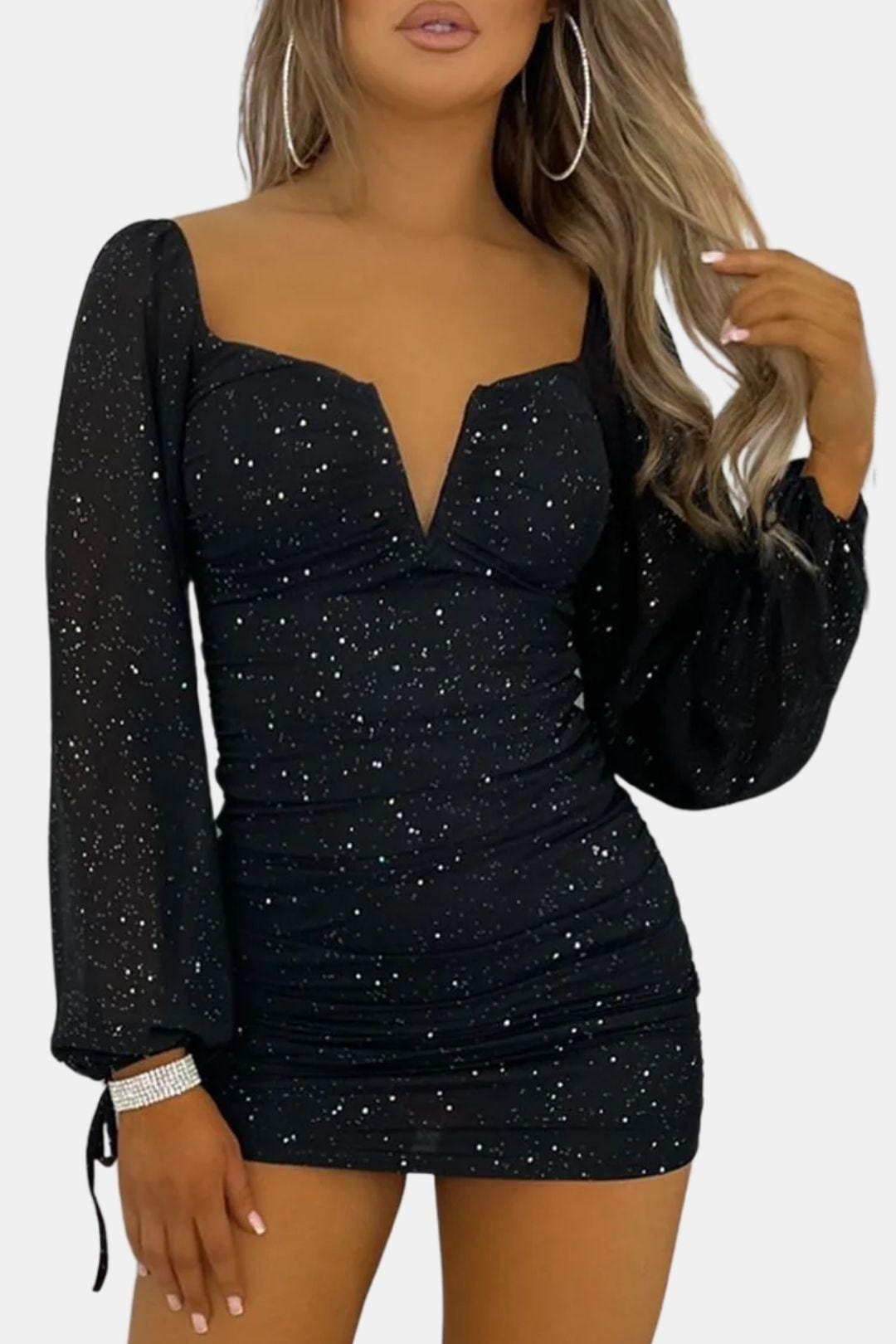 Robe Mini Avec Manches Longues Et Coupe Ajustée Pour Femme | Idéal Pour Soirées Et Événements