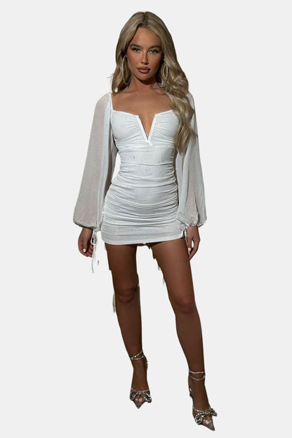 Robe Mini Avec Manches Longues Et Coupe Ajustée Pour Femme | Idéal Pour Soirées Et Événements