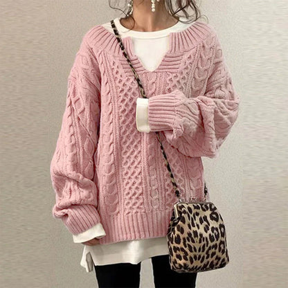 Pull Oversize à Col Rond Court pour Femme avec Manches Longues | Idéal pour l’Hiver