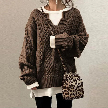 Pull Oversize à Col Rond Court pour Femme avec Manches Longues | Idéal pour l’Hiver