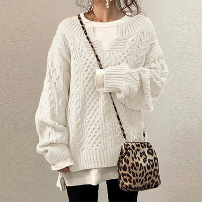 Pull Oversize à Col Rond Court pour Femme avec Manches Longues | Idéal pour l’Hiver