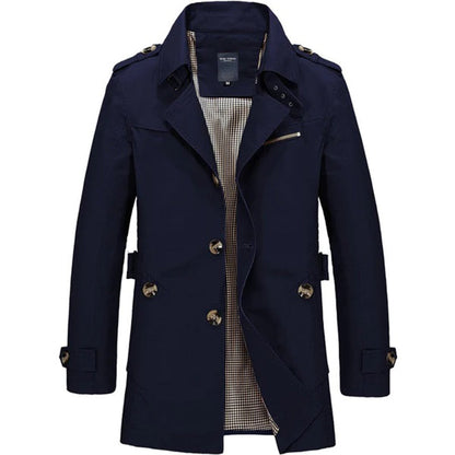 Trench-Coat Long avec Col Haut pour Homme | Idéal pour Automne et Printemps