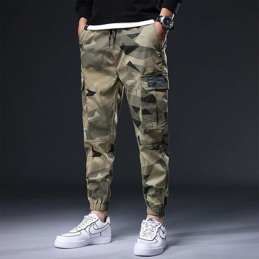 Pantalon Cargo avec Motif Géométrique et Taille Élastique pour Femme | Idéal pour le Quotidien et les Sorties Décontractées