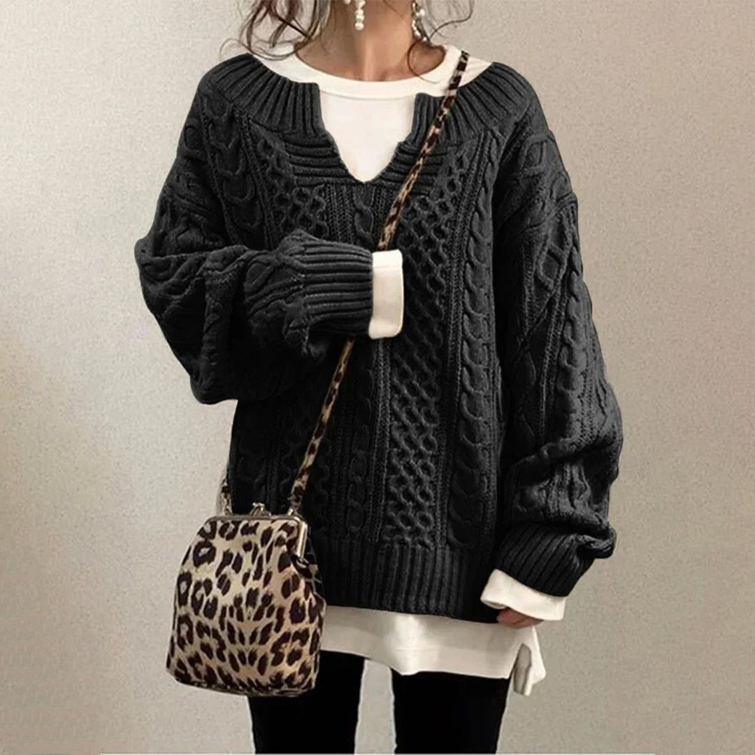 Pull Oversize à Col Rond Court pour Femme avec Manches Longues | Idéal pour l’Hiver