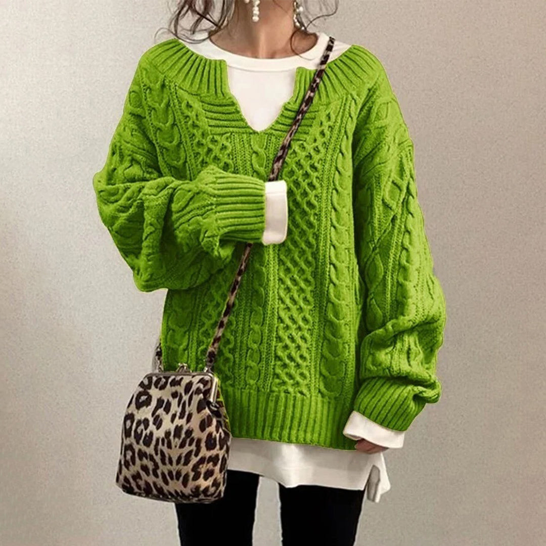 Pull Oversize à Col Rond Court pour Femme avec Manches Longues | Idéal pour l’Hiver