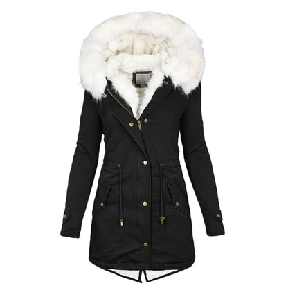 Manteau d’Hiver Long avec Capuche et Col en Fausse Fourrure pour Femme | Idéal par Temps Froid