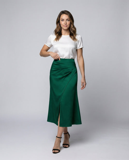 Jupe Portefeuille Fluide avec Drapé et Taille Ajustable pour Femme | Idéale pour Quotidien et Occasions