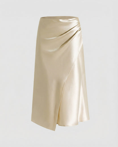 Jupe Portefeuille Fluide avec Drapé et Taille Ajustable pour Femme | Idéale pour Quotidien et Occasions