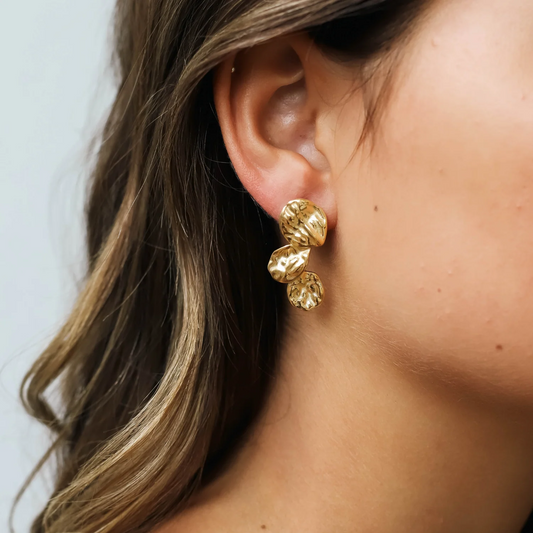 Boucles d’Oreilles Métalliques Sculptées pour Femme | Idéales pour Tenues Habillées ou Décontractées