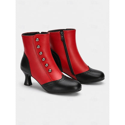 Bottines à boutons avec bout bicolore pour femmes