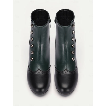 Bottines à boutons avec bout bicolore pour femmes