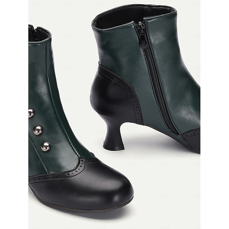 Bottines à boutons avec bout bicolore pour femmes