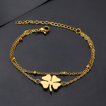 Bracelet trèfle à double chaîne pour femmes