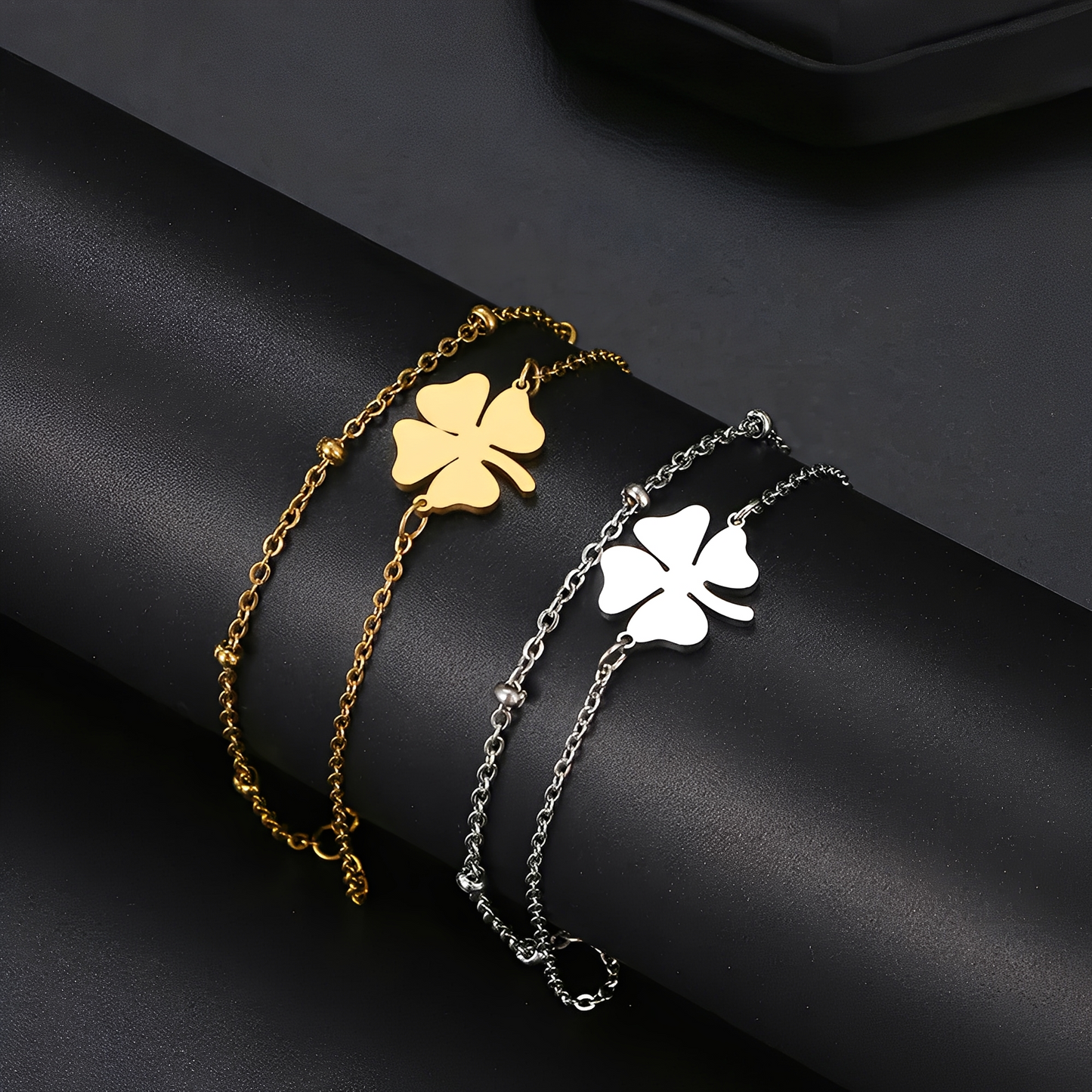 Bracelet trèfle à double chaîne pour femmes