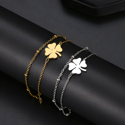Bracelet trèfle à double chaîne pour femmes