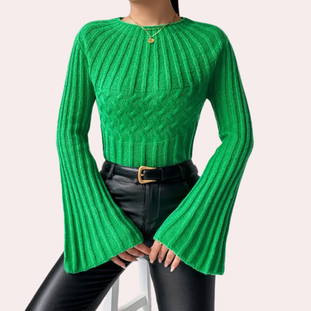 Pull À Maille Côtelée Avec Manches Évasées Pour Femme | Idéal Pour Un Usage Quotidien