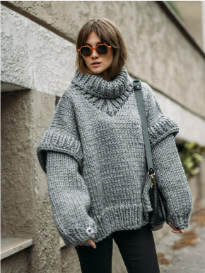 Pull Oversize avec Motif Tricoté pour Femme | Idéal pour La Mi-Saison