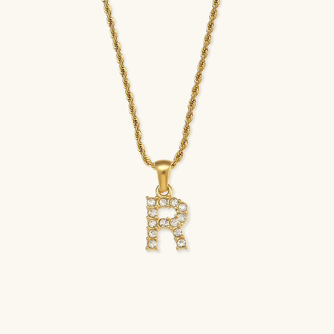 Collier initiale en pierres serties pour femmes
