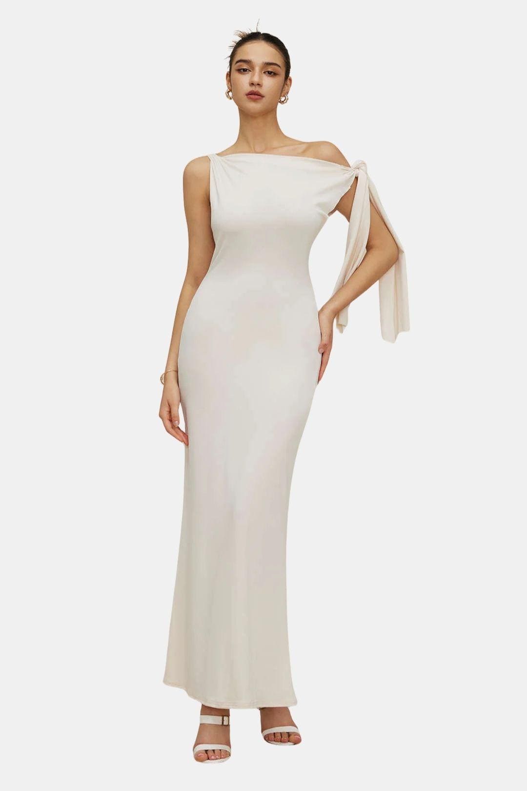 Robe Maxi Asymétrique Avec Détail Noué Pour Femme | Idéale Pour Les Soirées Et Occasions Formelles
