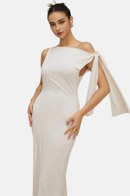 Robe Maxi Asymétrique Avec Détail Noué Pour Femme | Idéale Pour Les Soirées Et Occasions Formelles