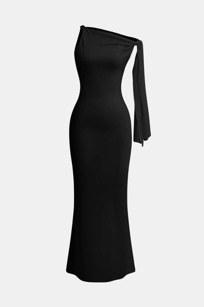 Robe Maxi Asymétrique Avec Détail Noué Pour Femme | Idéale Pour Les Soirées Et Occasions Formelles