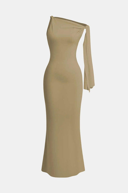 Robe Maxi Asymétrique Avec Détail Noué Pour Femme | Idéale Pour Les Soirées Et Occasions Formelles