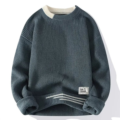 Pull En Maille À Col Rond Avec Détails Contrastés Pour Homme | Idéal Pour Le Quotidien Et Le Bureau