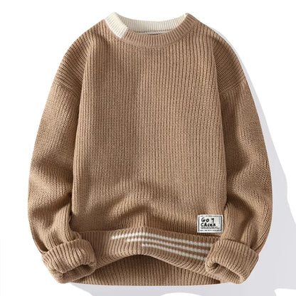 Pull En Maille À Col Rond Avec Détails Contrastés Pour Homme | Idéal Pour Le Quotidien Et Le Bureau