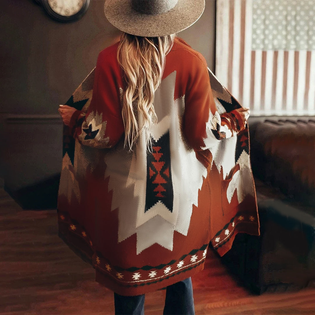 Veste à Motif Tribal avec Manches Longues pour Femmes | Idéal pour l'Hiver