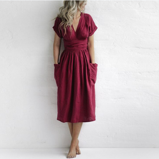 Robe Midi Portefeuille Avec Taille Ajustable Pour Femme | Idéale Pour Les Sorties Décontractées Et Occasions