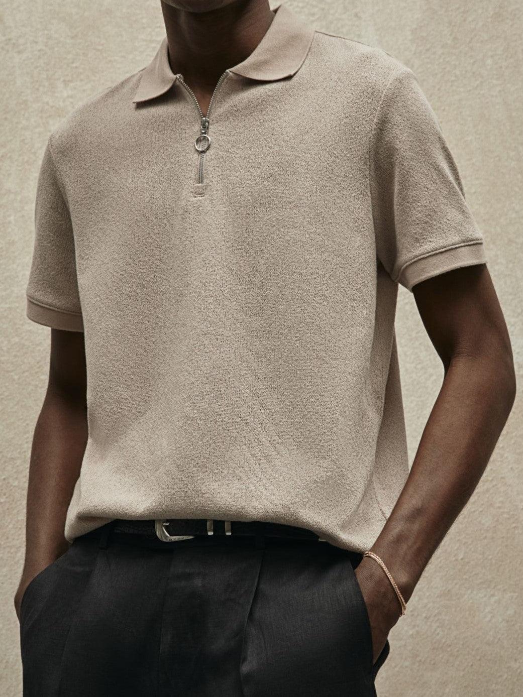 Polo En Maille Avec Fermeture Zippée Pour Hommes | Idéal Pour Les Tenues Quotidiennes Et Business Casual