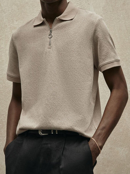 Polo En Maille Avec Fermeture Zippée Pour Hommes | Idéal Pour Les Tenues Quotidiennes Et Business Casual