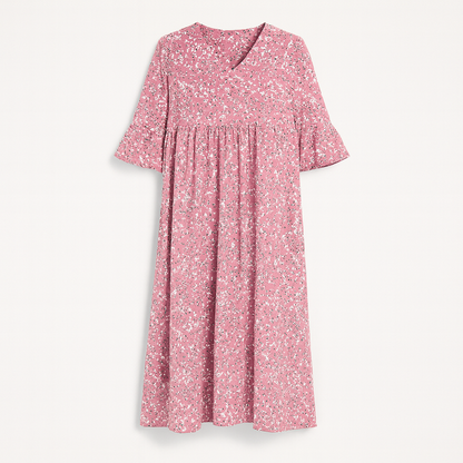 Robe Mi-Longue Avec Imprimé Floral Et Col En V Pour Femmes | Idéale Pour Les Journées D’été