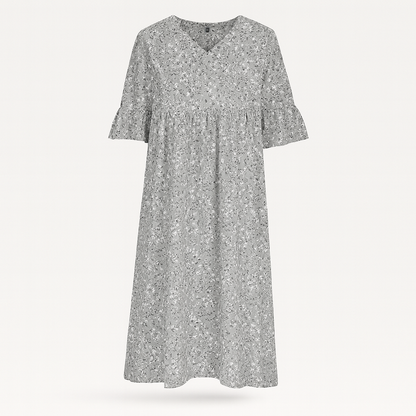 Robe Mi-Longue Avec Imprimé Floral Et Col En V Pour Femmes | Idéale Pour Les Journées D’été