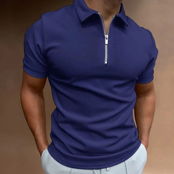 Polo à Fermeture Zippée avec Coupe Ajustée pour Homme | Idéal pour les Occasions Décontractées ou Habillées