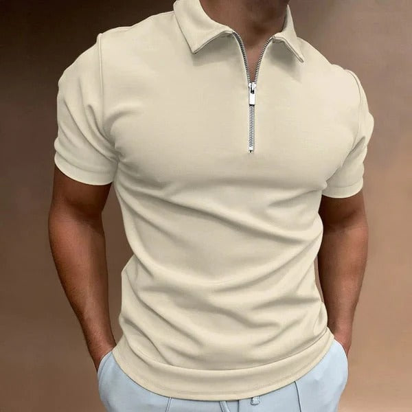 Polo à Fermeture Zippée avec Coupe Ajustée pour Homme | Idéal pour les Occasions Décontractées ou Habillées