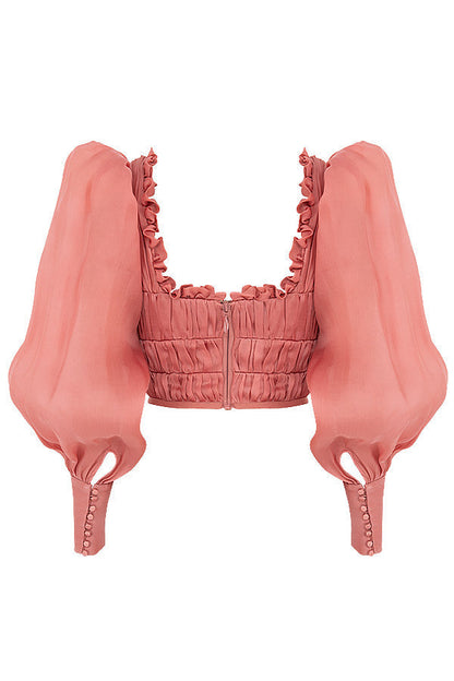 Blouse Cintrée avec Manches Bouffantes et Col Sweetheart pour Femme | Idéale pour Printemps et Été