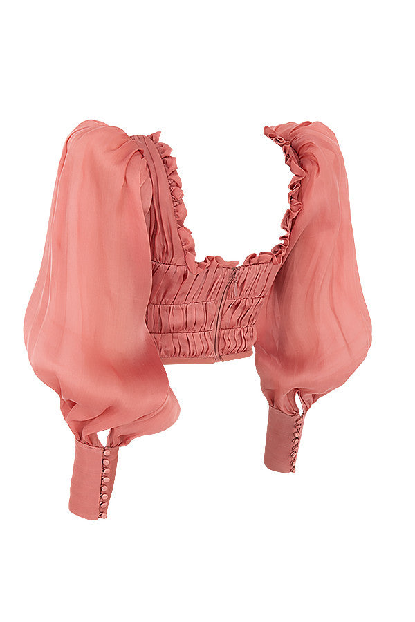 Blouse Cintrée avec Manches Bouffantes et Col Sweetheart pour Femme | Idéale pour Printemps et Été