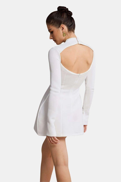 Robe Mini Avec Manches Longues Et Dos Ouvert Pour Femme | Idéal Pour Soirées Et Événements
