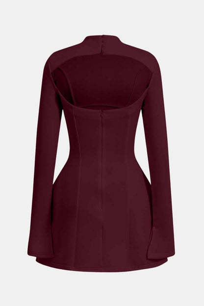 Robe Mini Avec Manches Longues Et Dos Ouvert Pour Femme | Idéal Pour Soirées Et Événements