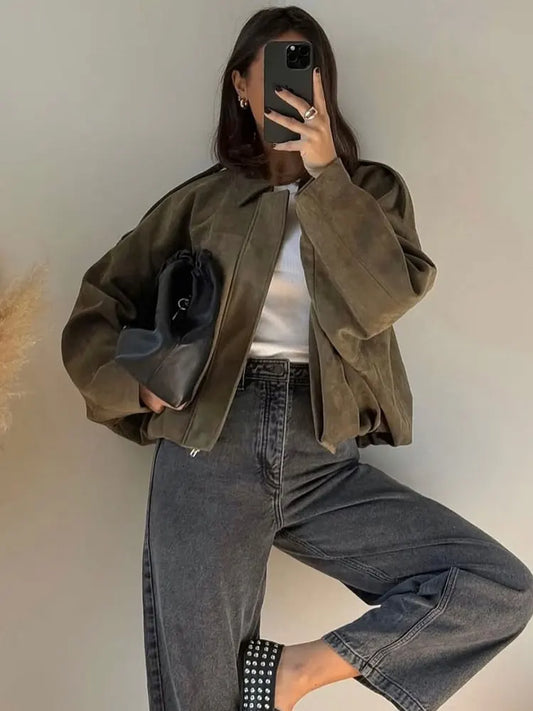 Veste De Mi-Saison Avec Fermeture Zippée Et Col Classique Pour Femme | Idéale Pour Le Printemps Et L’Automne