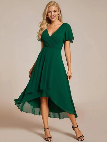 Robe Longue Fluide avec Col V et Coupe A-Line pour Femme | Idéale pour les Occasions Quotidiennes et les Événements