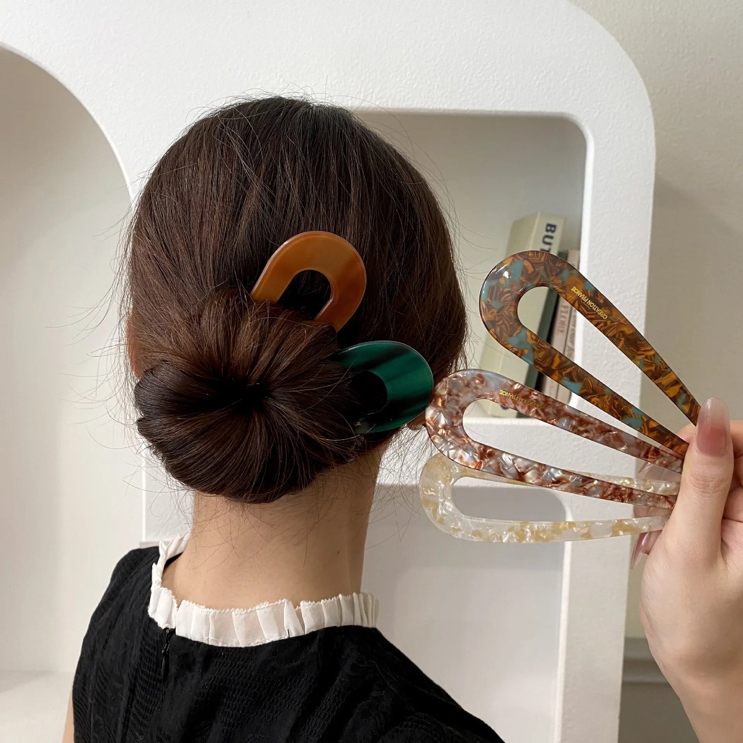 Fourche À Cheveux En U Avec Motif Marbré Pour Femmes | Idéale Pour Les Chignons Et Coiffures Du Quotidien