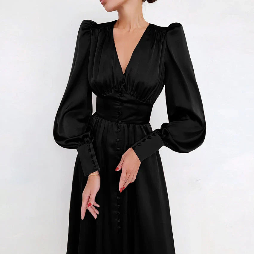 Robe À Manches Lanternes Avec Coupe A Pour Femme | Idéale Pour Des Événements Courants
