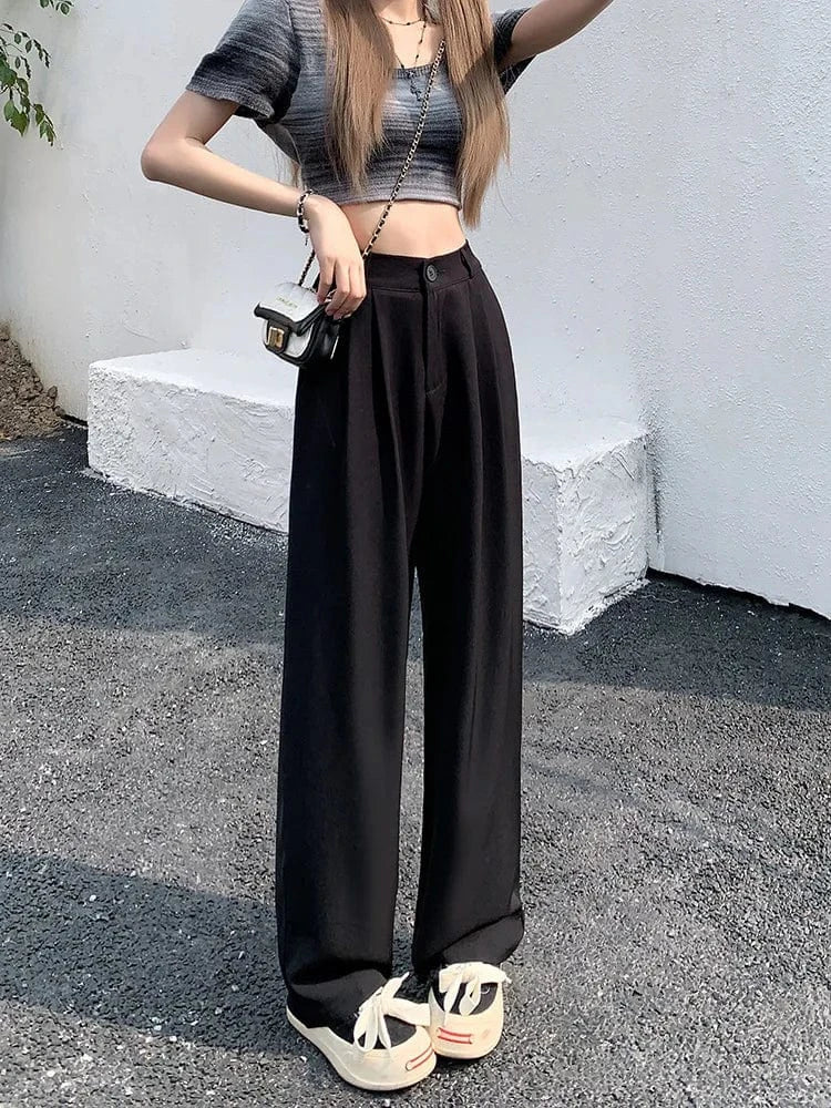 Pantalon Taille Haute Avec Coupe Large Et Fermeture À Bouton Pour Femmes | Idéal Pour Usage Quotidien