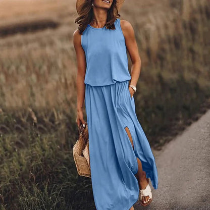 Robe Longue Noire avec Fente Haute pour Femme | Idéale pour les Soirées