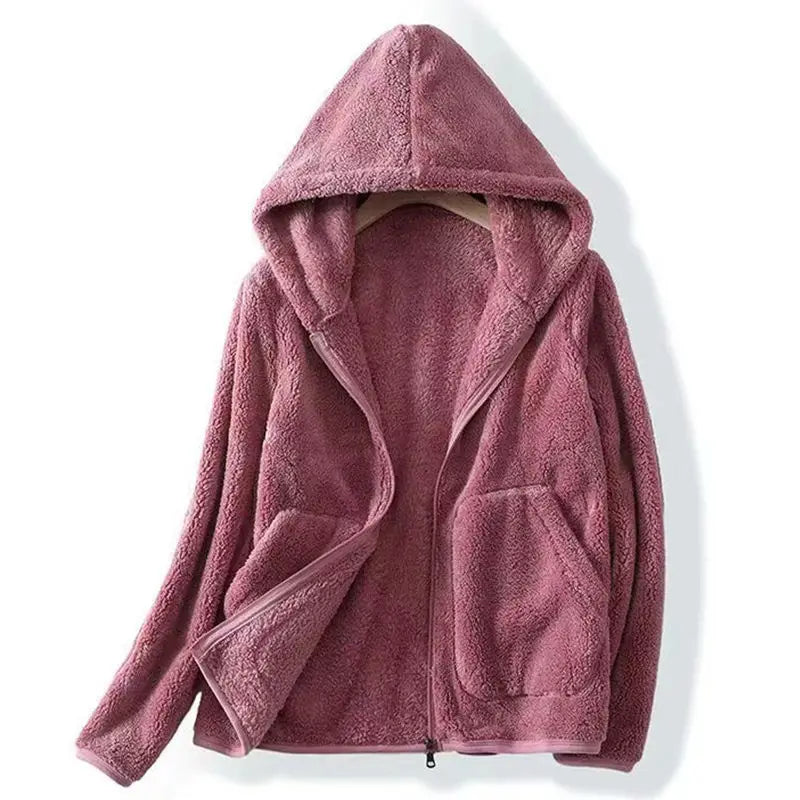 Manteau zippé à capuche pour femmes